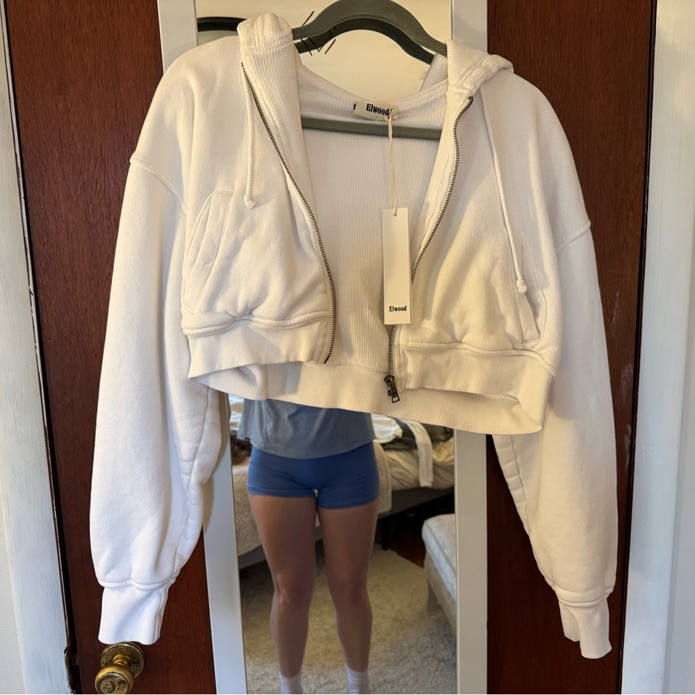 Elwood White Textured Zip-Up Jacket